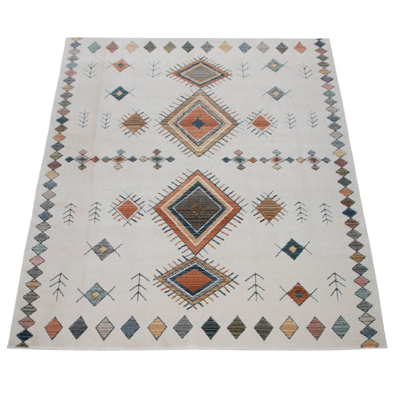 Union Rustic Altab Moroccan Area Rug in Cream/Brown/Blue & Reviews Wayfair Canada